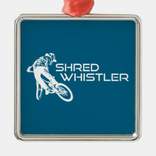 Ornement Carré Argenté Shred Whistler Colombie-Britannique Vélo Tout Terr