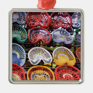 Ornement Carré Argenté Sièges de tracteur à l'exposition de tracteur