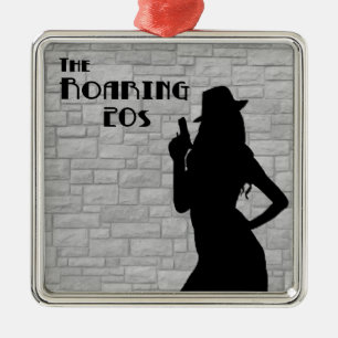 Ornement Carré Argenté Silhouette de poule d'arme