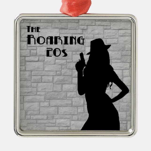 Ornement Carré Argenté Silhouette de poule d'arme (Devant)