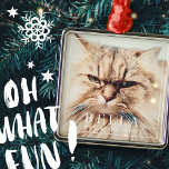Ornement Carré Argenté Simple Frame Modern Chic Family Pet Photo Holiday<br><div class="desc">Design is composed of modern chic typography with sans serif and serif font. Add a custom family pet photo  and year.</div>
