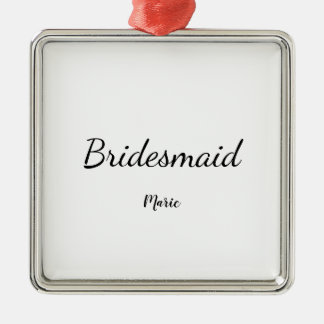 Ornement Carré Argenté SIMPLE MINIMAL ajouter votre nom bridesmaid C pers