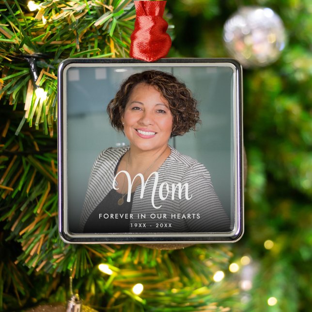 Ornement Carré Argenté Simple Photo Pour Toujours Dans Notre Mémorial Du  (Créateur téléchargé)