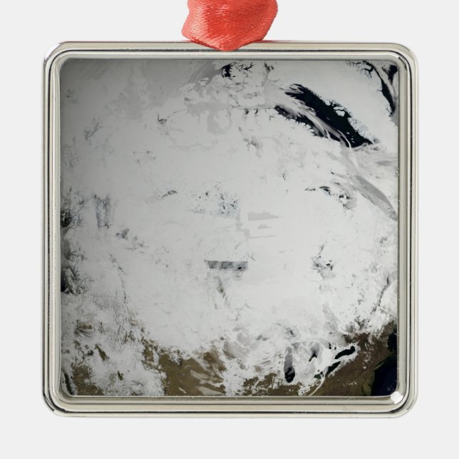 Ornement Carré Argenté Simulation de nuage d'une seule journée 2 (Devant)