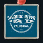 Ornement Carré Argenté Sisquoc River California Kayak<br><div class="desc">La rivière Sisquoc près de Père Noël Barbara California coule à environ 90 km de ses sources dans le désert de San Rafael jusqu'à sa confluence avec la rivière Cuyama.</div>