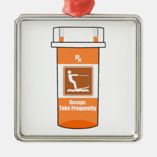 Ornement Carré Argenté Ski D'Eau Est Ma Drogue