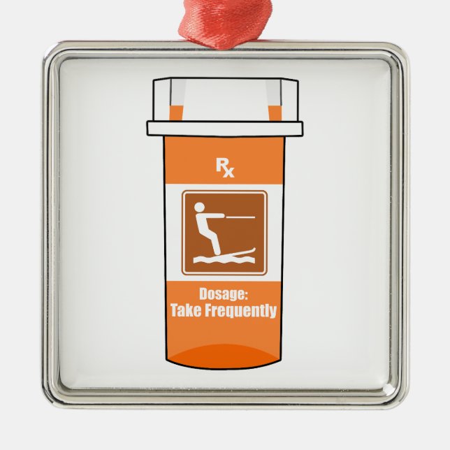 Ornement Carré Argenté Ski D'Eau Est Ma Drogue (Devant)