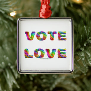 Ornement Carré Argenté SlipperyJoe vote amour égalité fourrure de couleur