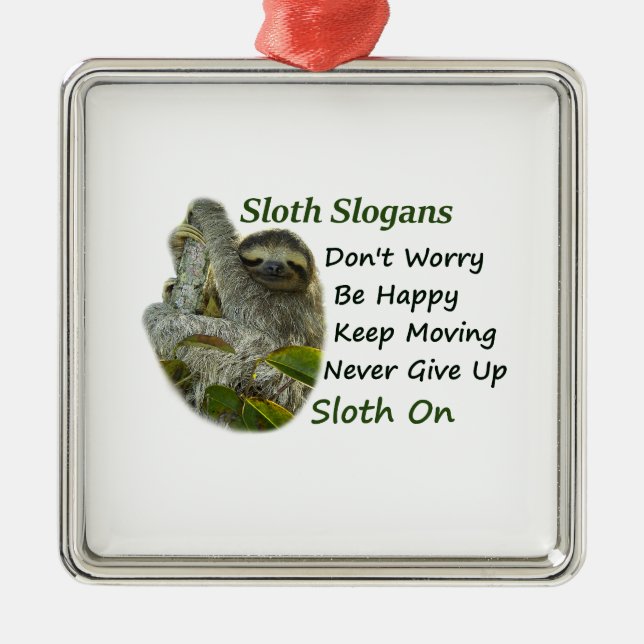 Ornement Carré Argenté Slothing Photo Motivational Sloth Sayings (Devant)