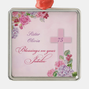 Ornement Carré Argenté Soixante-quinzième anniversaire de la religieuse 