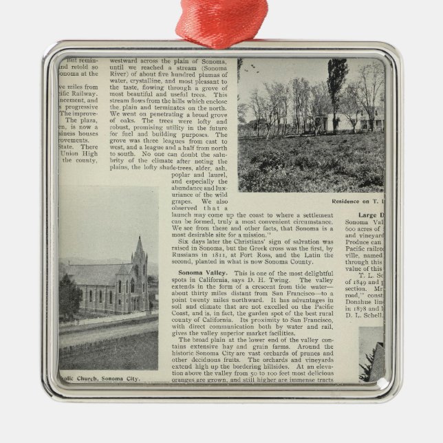 Ornement Carré Argenté Sonoma, la Californie (Devant)