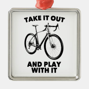 Ornement Carré Argenté Sortez Et Jouez Avec Le Vélo
