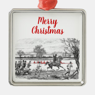 Ornement Carré Argenté Spectateur de Rowers rouges de l'équipage vintage