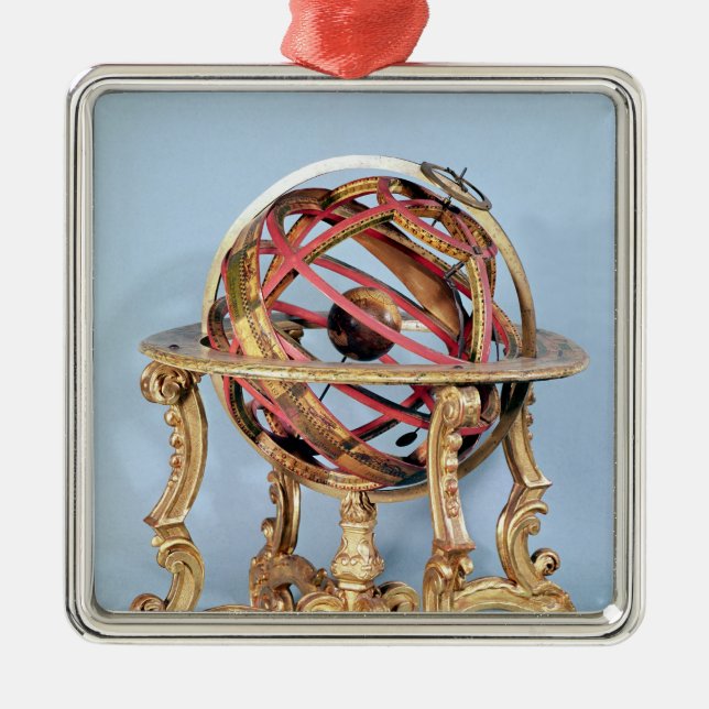 Ornement Carré Argenté Sphère armillaire (Devant)