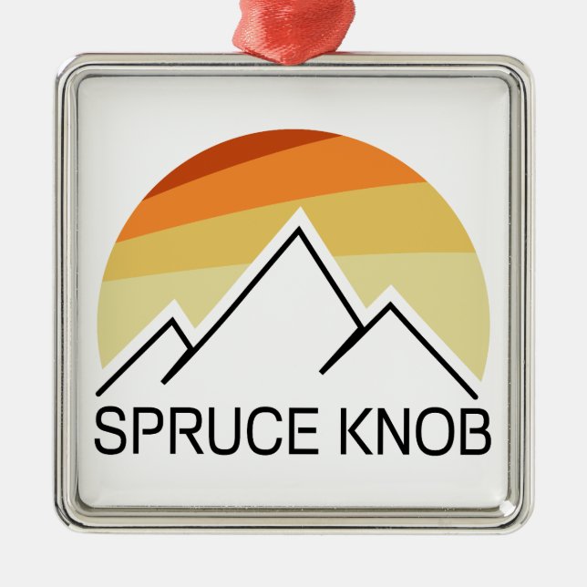 Ornement Carré Argenté Spruce Knob West Virginia Retro (Devant)