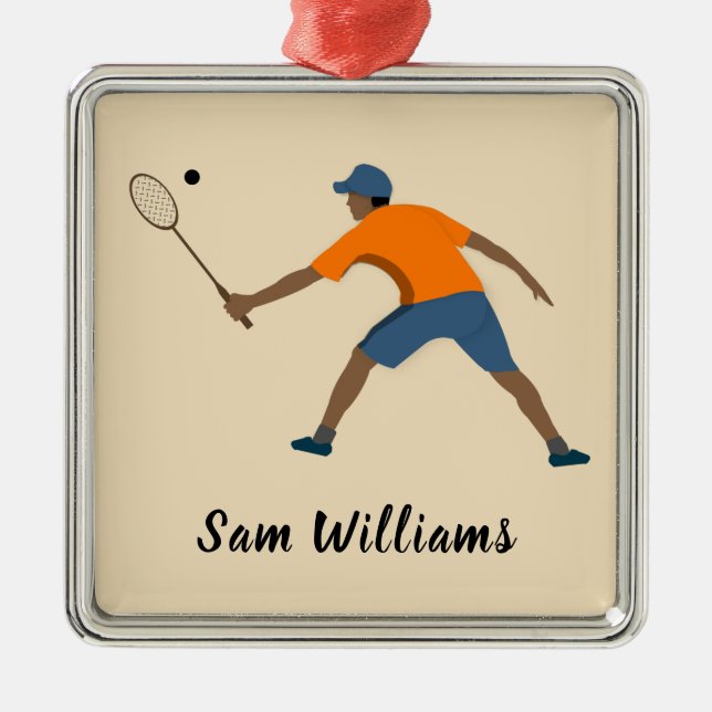 Ornement Carré Argenté Squash (Devant)