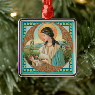 Ornement Carré Argenté St. Agnes de Rome (BK 006)