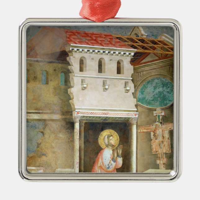 Ornement Carré Argenté St Francis priant dans l'église de San (Devant)