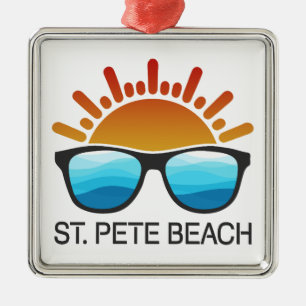 Ornement Carré Argenté St. Pete Beach Floride Lunettes de soleil
