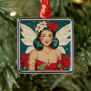 Ornement Carré Argenté Starlet Retro les années 50 Tropical Christmas Pin