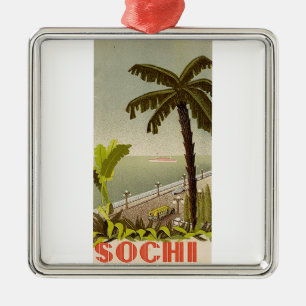 Ornement Carré Argenté Station maritime vintage de Sotchi Beaux-Arts Voya