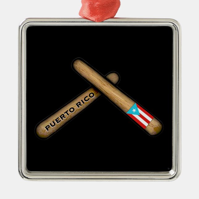 Ornement Carré Argenté Sticks à percussion Porto Rico I Palitos (Devant)