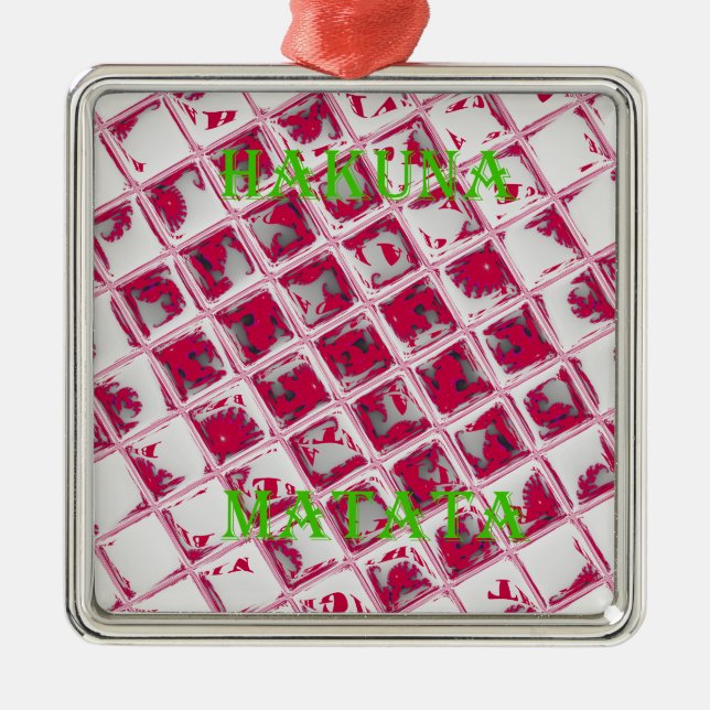 Ornement Carré Argenté Style Red Hakuna Matata (Devant)