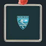 Ornement Carré Argenté Surf Solana Beach Californie<br><div class="desc">Surf Solana Beach Californie</div>