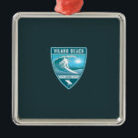 Ornement Carré Argenté Surf Vilano Beach Floride<br><div class="desc">Surf Vilano Beach Floride</div>