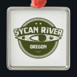 Ornement Carré Argenté Sycan River Oregon Kayak<br><div class="desc">La rivière Sycan Wild et Pittoresque en Oregon traverse les forêts nationales de Fremont et de Winema et est idéale pour le kayak,  le canoë-kayak,  la pêche,  la natation,  le rafting et le plaisir extérieur.</div>