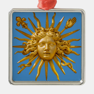 Ornement Carré Argenté Symbole de Louis XIV le Roi Soleil