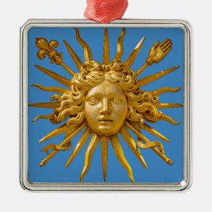Ornement Carré Argenté Symbole de Louis XIV le Roi Soleil