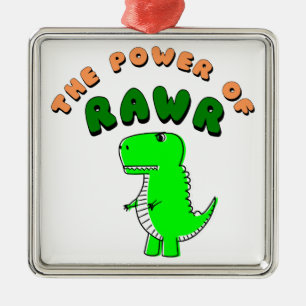 Ornement Carré Argenté T-Rex La Puissance De La Révolution