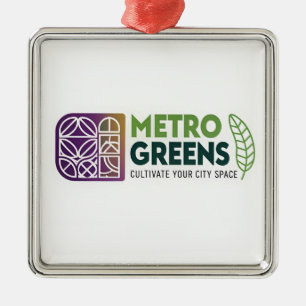 Ornement Carré Argenté T-shirt Metro Greens Urban Farming Jardinier de
