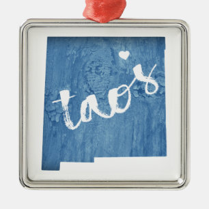 Ornement Carré Argenté Taos Nouveau Mexique Grain de bois