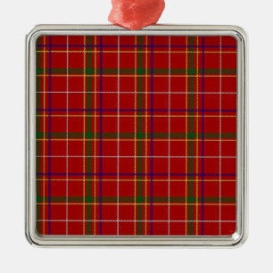 Ornement Carré Argenté Tartan à carreaux rouge coloré