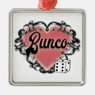 Ornement Carré Argenté tatouage de coeur de bunco