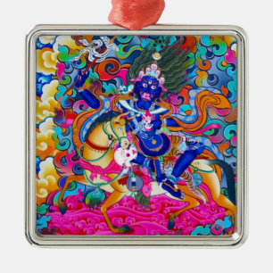 Ornement Carré Argenté Tatouage tibétain oriental frais Palden Lhamo de