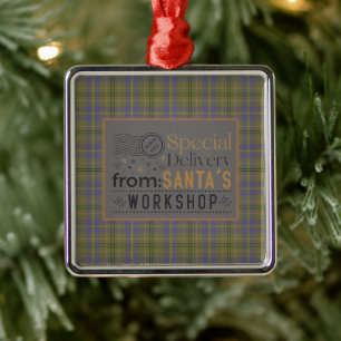 Ornement Carré Argenté Taylor Ancien Tartan écossais