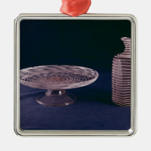 Ornement Carré Argenté Tazza de latticinio de Facon de Venise