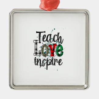 Ornement Carré Argenté Teach Love Inspire