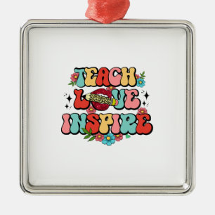 Ornement Carré Argenté Teach Love Inspire