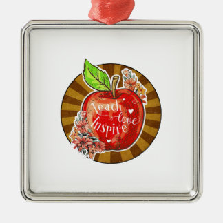 Ornement Carré Argenté Teach Love Inspire