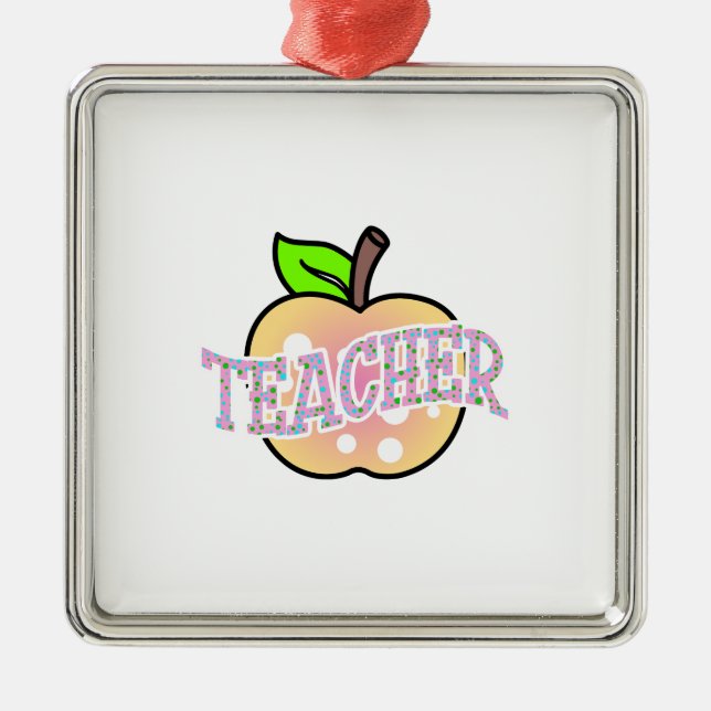 Ornement Carré Argenté Teacher Apple (Devant)