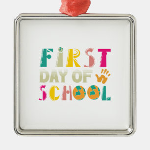 Ornement Carré Argenté Teacher Gift   First Day Of School