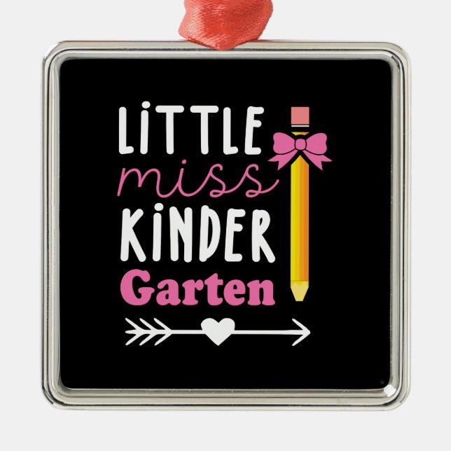 Ornement Carré Argenté Teacher Gift | Little Miss Kinder Garten (Devant)