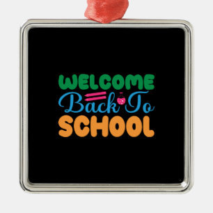 Ornement Carré Argenté Teacher Welcome Back To School
