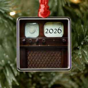 Ornement Carré Argenté Télévision et radio anciennes