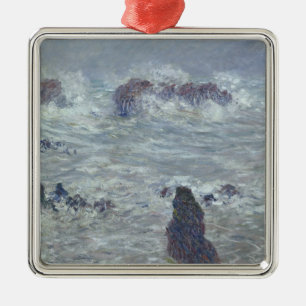 Ornement Carré Argenté Tempête de Claude Monet , outre de la côte du