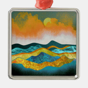 Ornement Carré Argenté Tempête de pluie